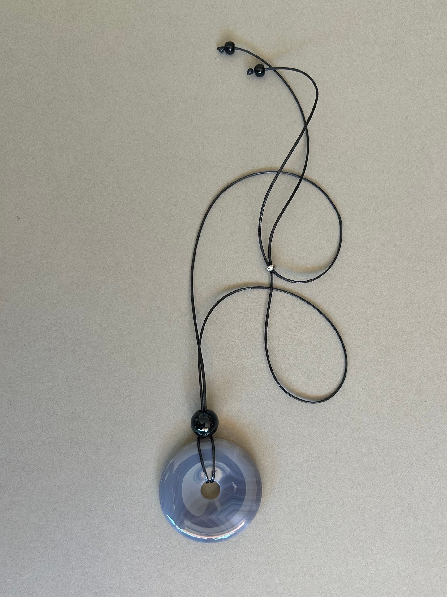 [Pre-order] Coco Grey Agate Pendant Necklace Super Long Necklace