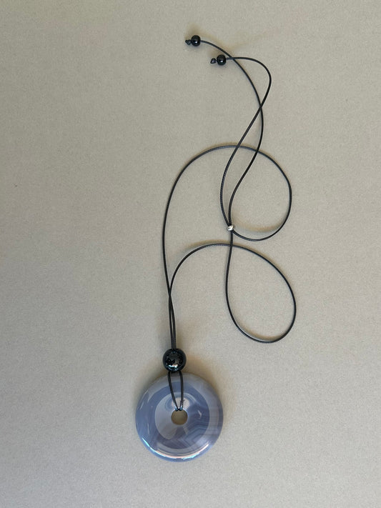 [Pre-order] Coco Grey Agate Pendant Necklace Super Long Necklace