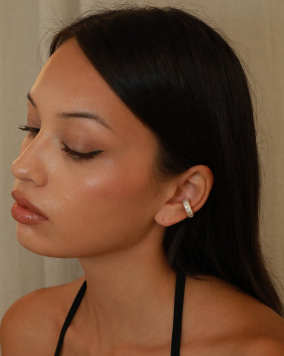 Matte finish earcuff set with cubic zirconia in 14K Gold plated brass/Sterling silver plated brass