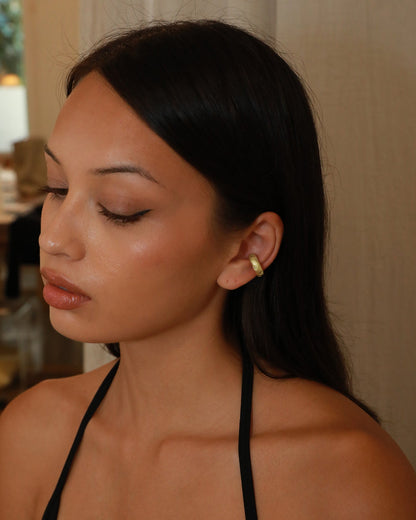 Matte finish earcuff set with cubic zirconia in 14K Gold plated brass/Sterling silver plated brass