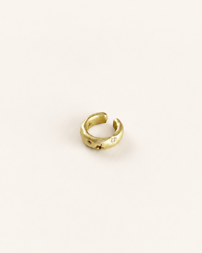 Matte finish ear cuff set with cubic zirconia in 14K Gold plated brass/Sterling silver plated brass