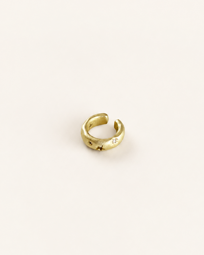 Matte finish ear cuff set with cubic zirconia in 14K Gold plated brass/Sterling silver plated brass