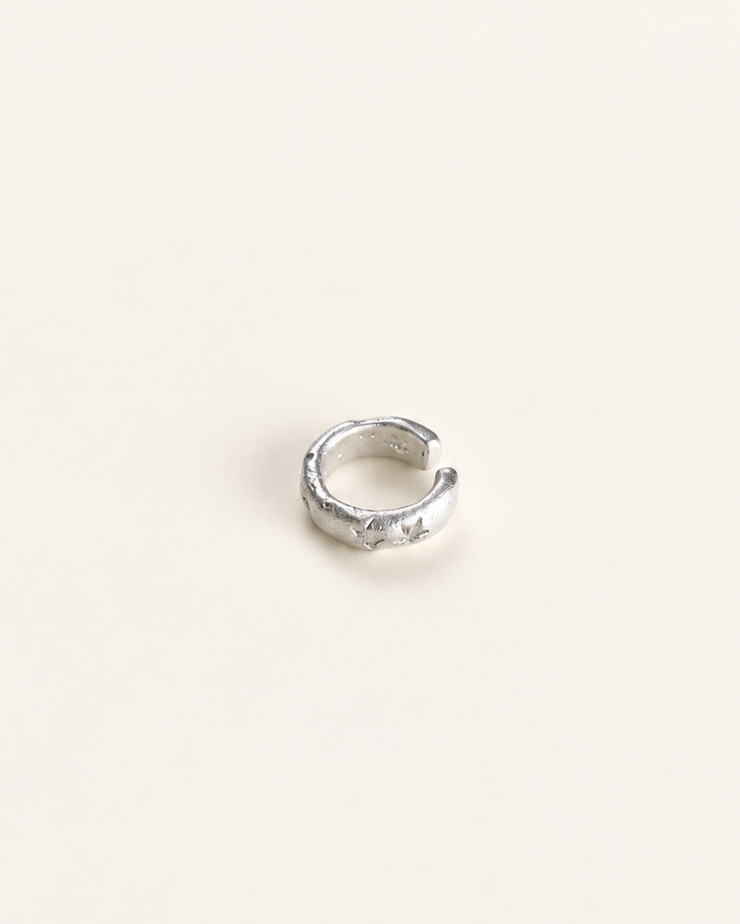 Matte finish earcuff set with cubic zirconia in 14K Gold plated brass/Sterling silver plated brass