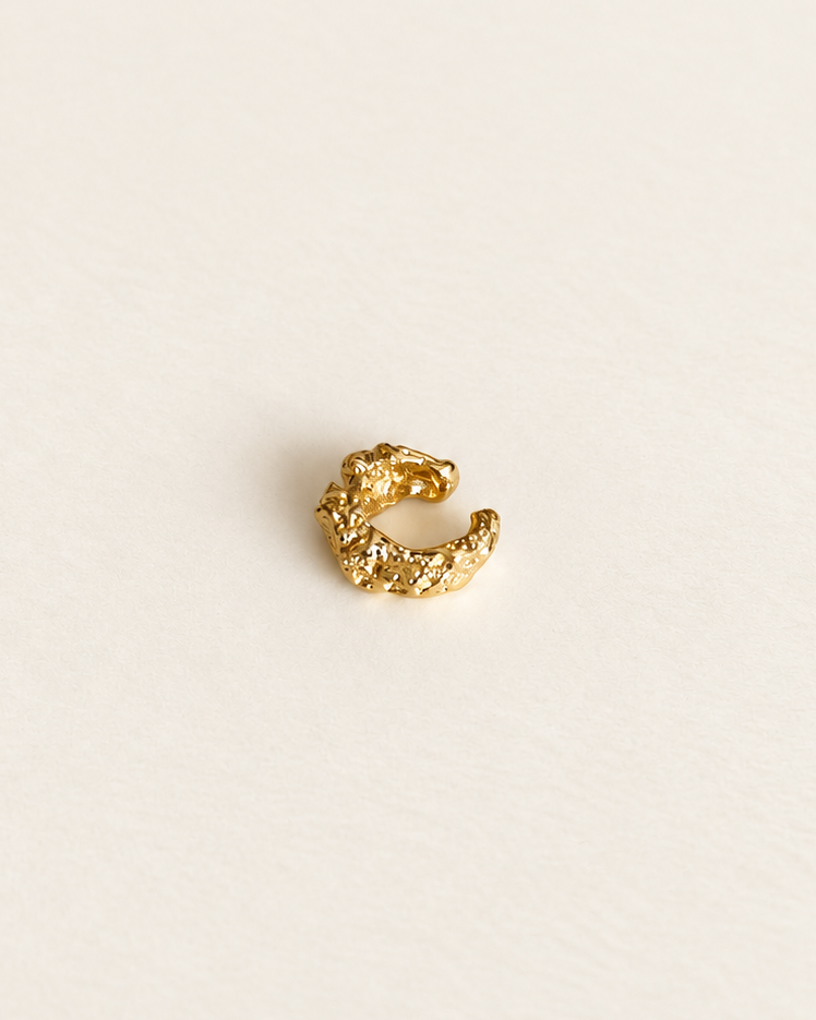 Organic textured ear cuff in 14K Gold plated brass 
