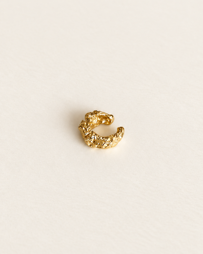 Organic textured ear cuff in 14K Gold plated brass 