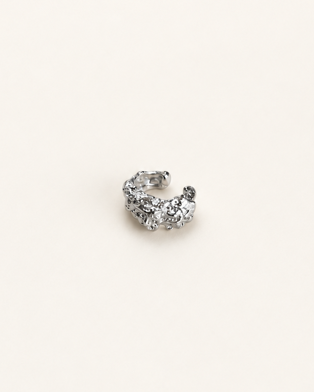 Organic textured ear cuff in Sterling silver plated brass