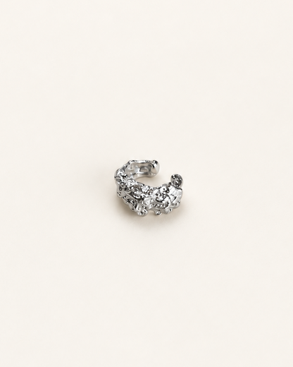 Organic textured ear cuff in Sterling silver plated brass