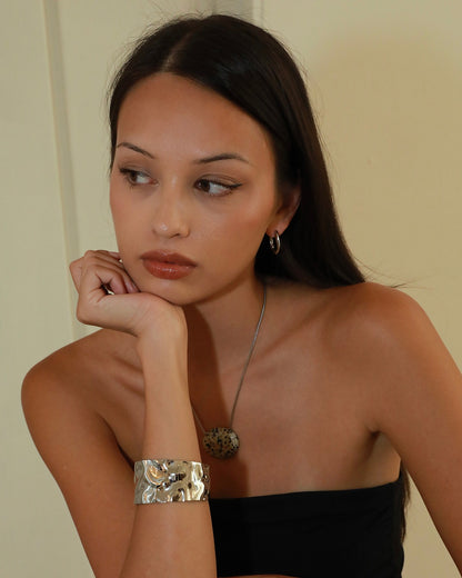 Minimalist stainless steel organic shaped hoop earrings with Nordic design