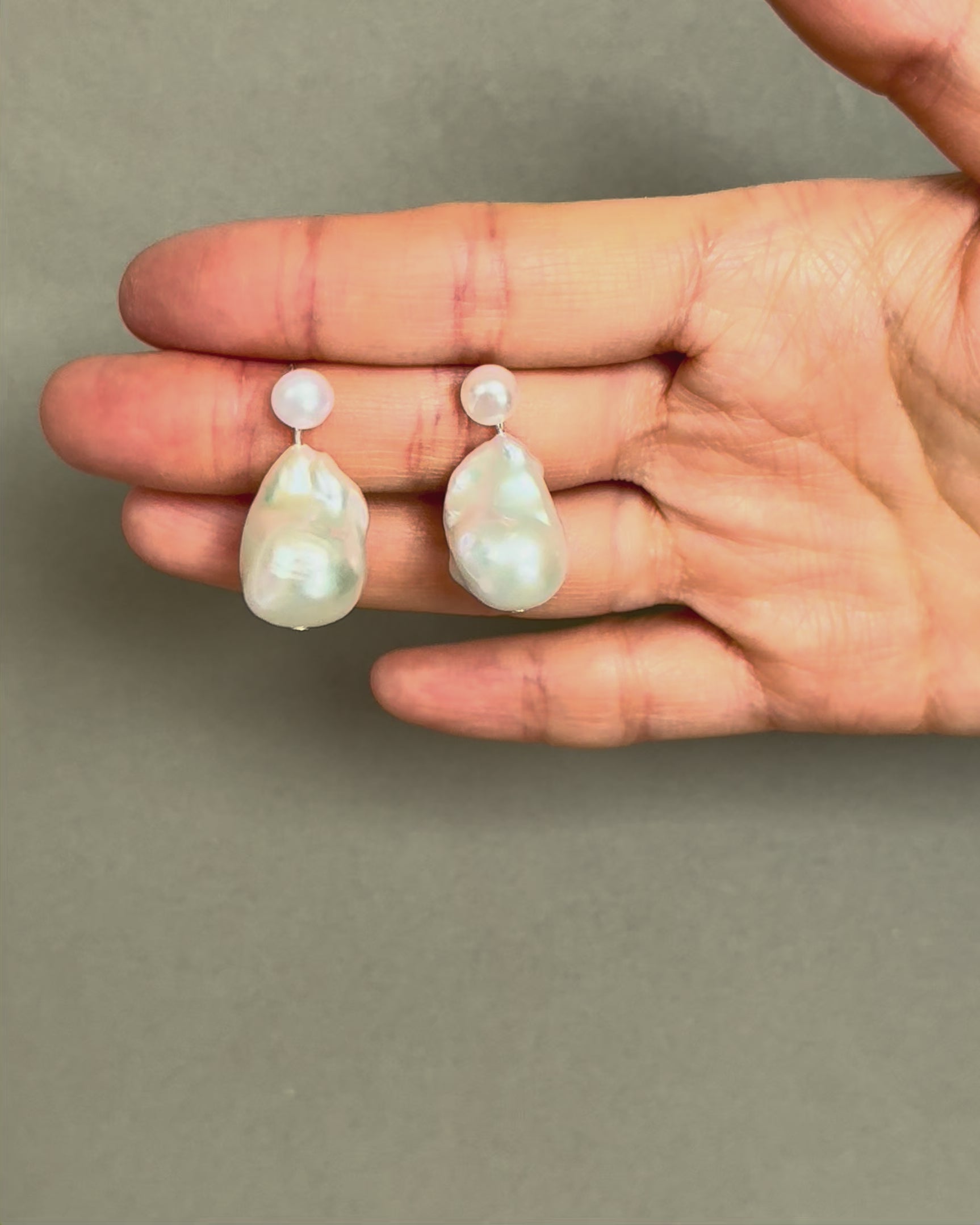 Freshwater baroque pearl bridal earrings with silver plated details and elegant wedding pearl design