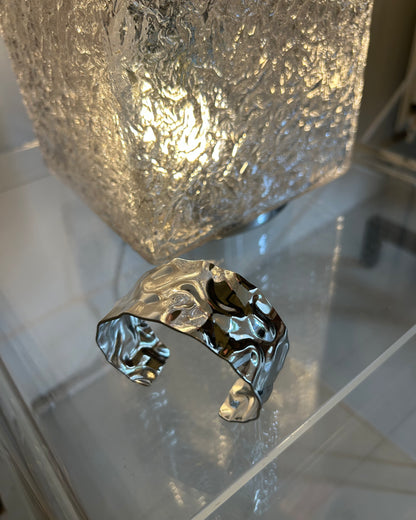 Yara Silver Wavy Waterproof Chunky Bangle