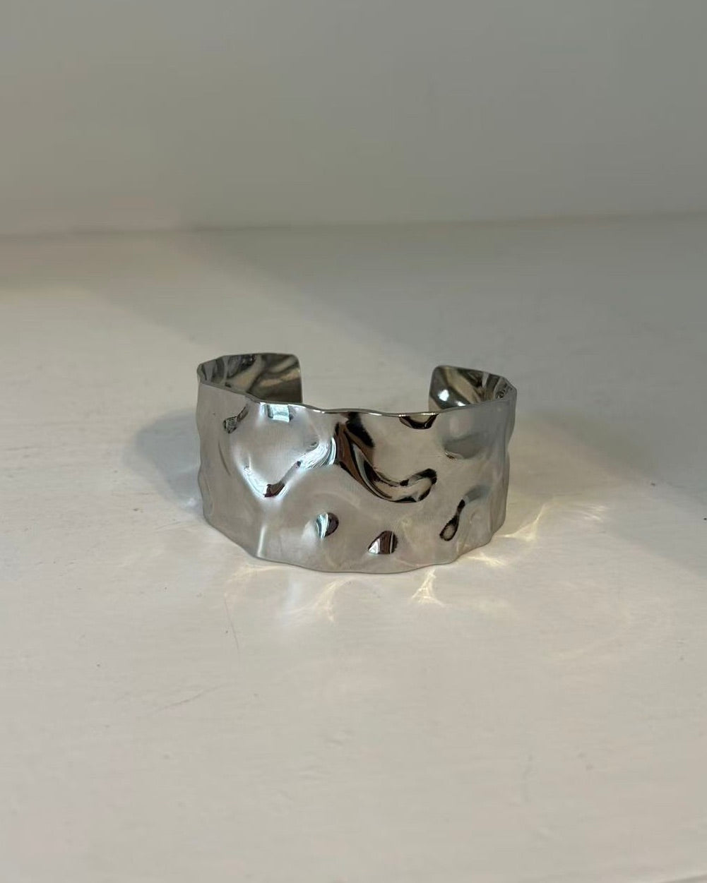 Yara Silver Wavy Waterproof Chunky Bangle