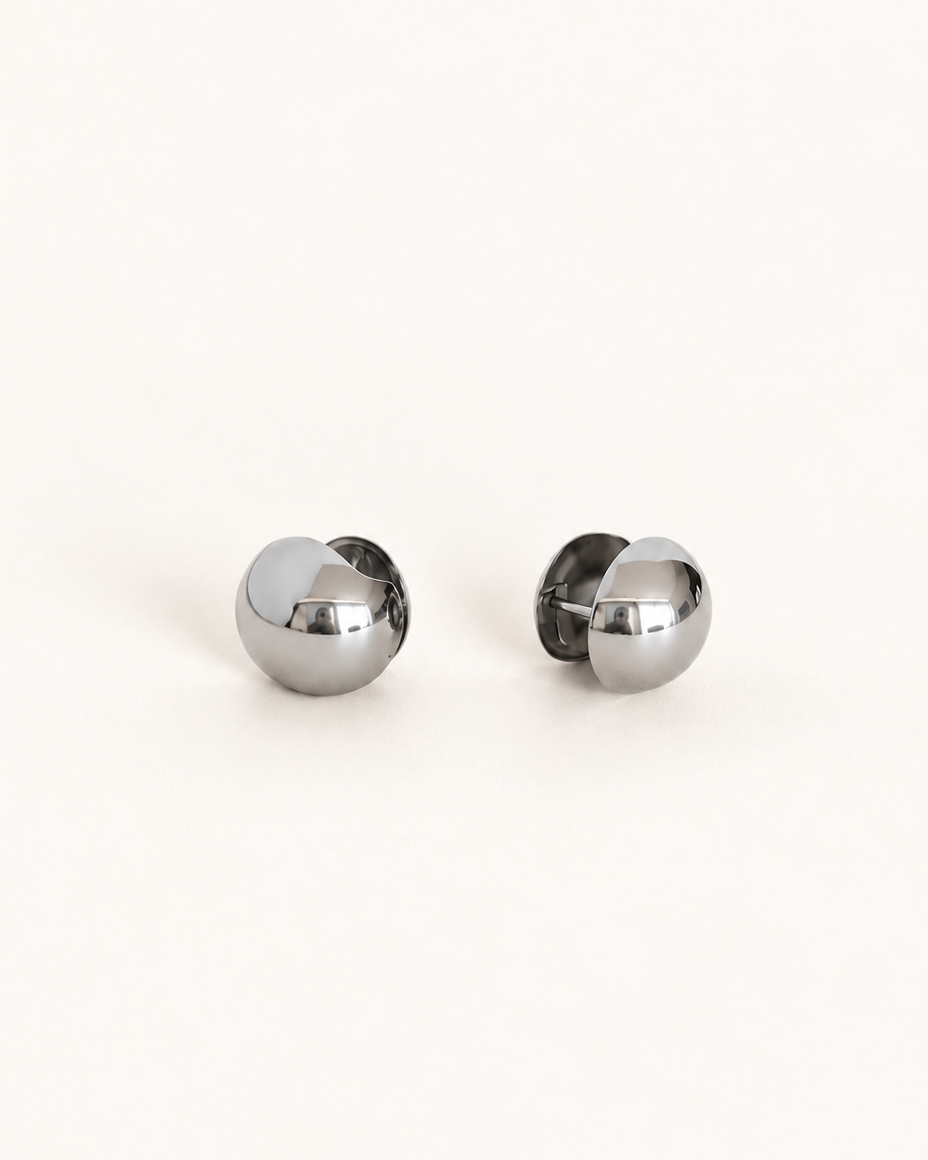 Stainless steel ball shape earrings with minimalist Nordic round design