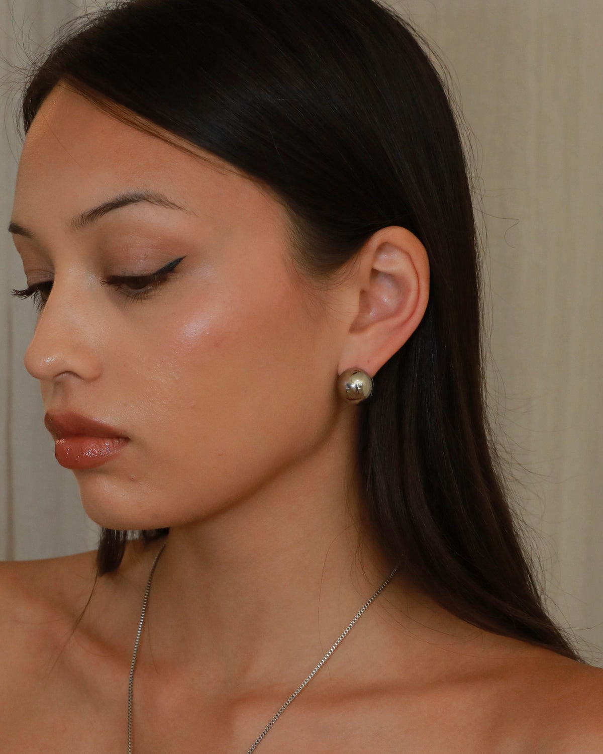 Stainless steel ball shape earrings with minimalist Nordic round design