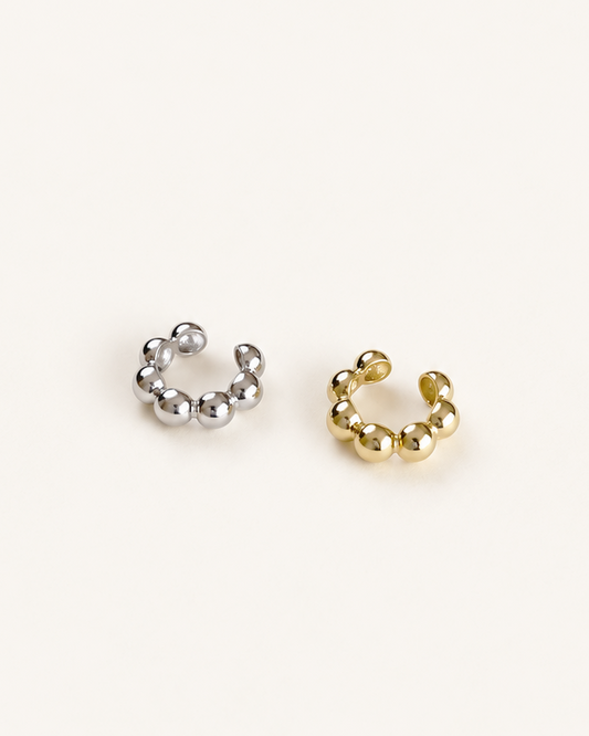 Minimalist bubble earcuff  in sterling silver/18k gold plated sterling silver