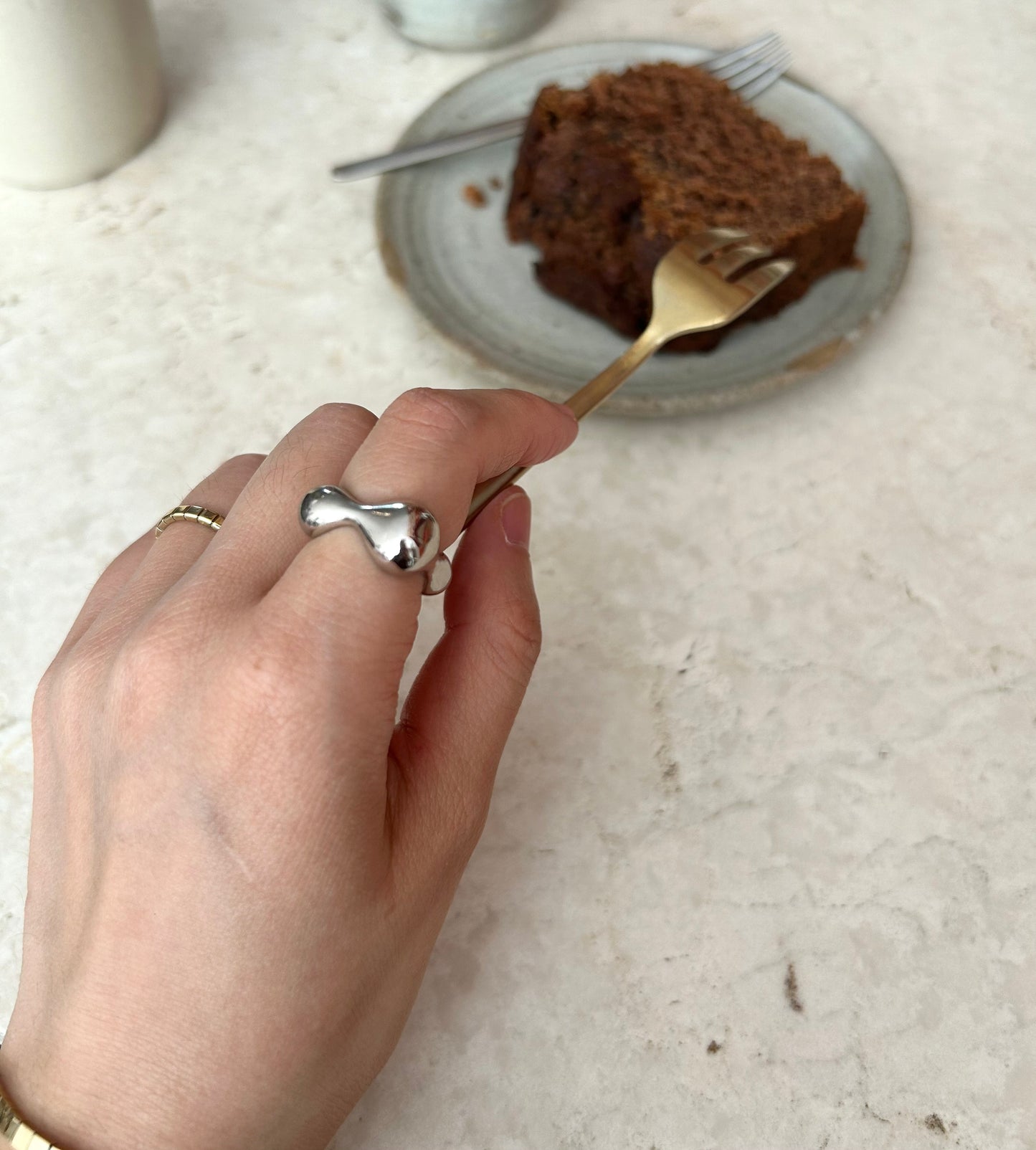 sterling silver organic shape ring chunky model