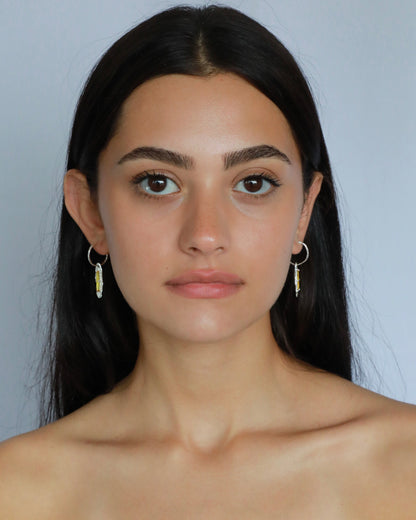 Nadia Vintage Yellow Citrine CZ Silver Long Drop Earrings