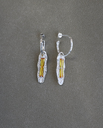 Nadia Vintage Yellow Citrine CZ Silver Long Drop Earrings