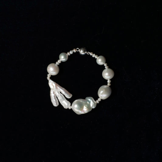 whiterealnaturalfreshwaterbaroquepearlbraceletsterlingsilverartdecocontemparybrideweddingproductdetialsphoto